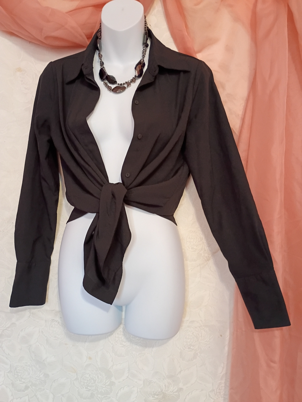 Prologue Ladies Black Long-Sleeve Blouse Sz XS